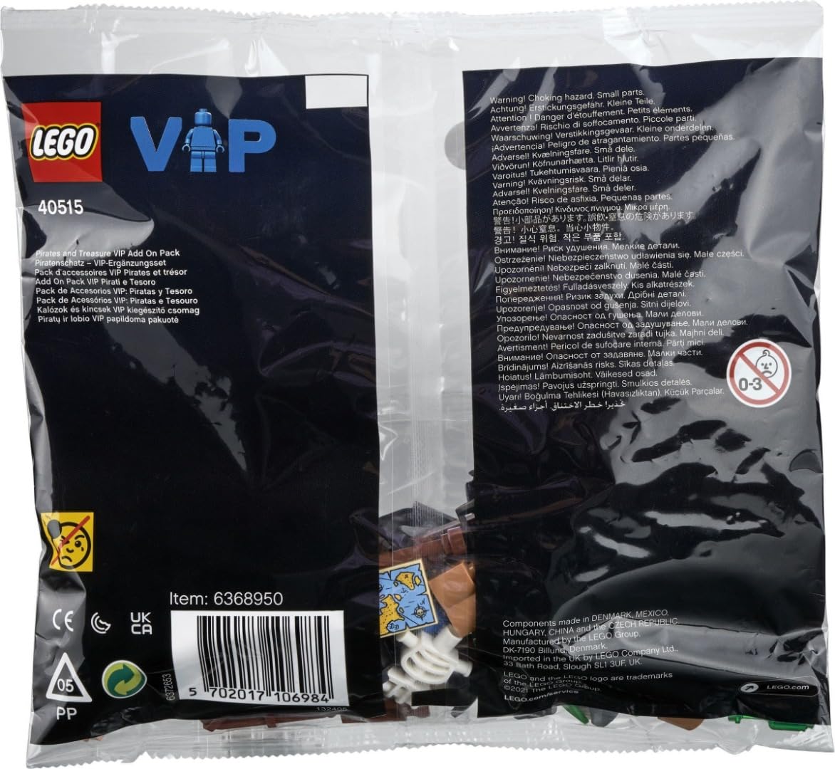LEGO Pirates and Treasure VIP Addon Pack 40515 - Includes Shark, Skeletons, and Treasure Chest Ages 6+ (103 Pieces)