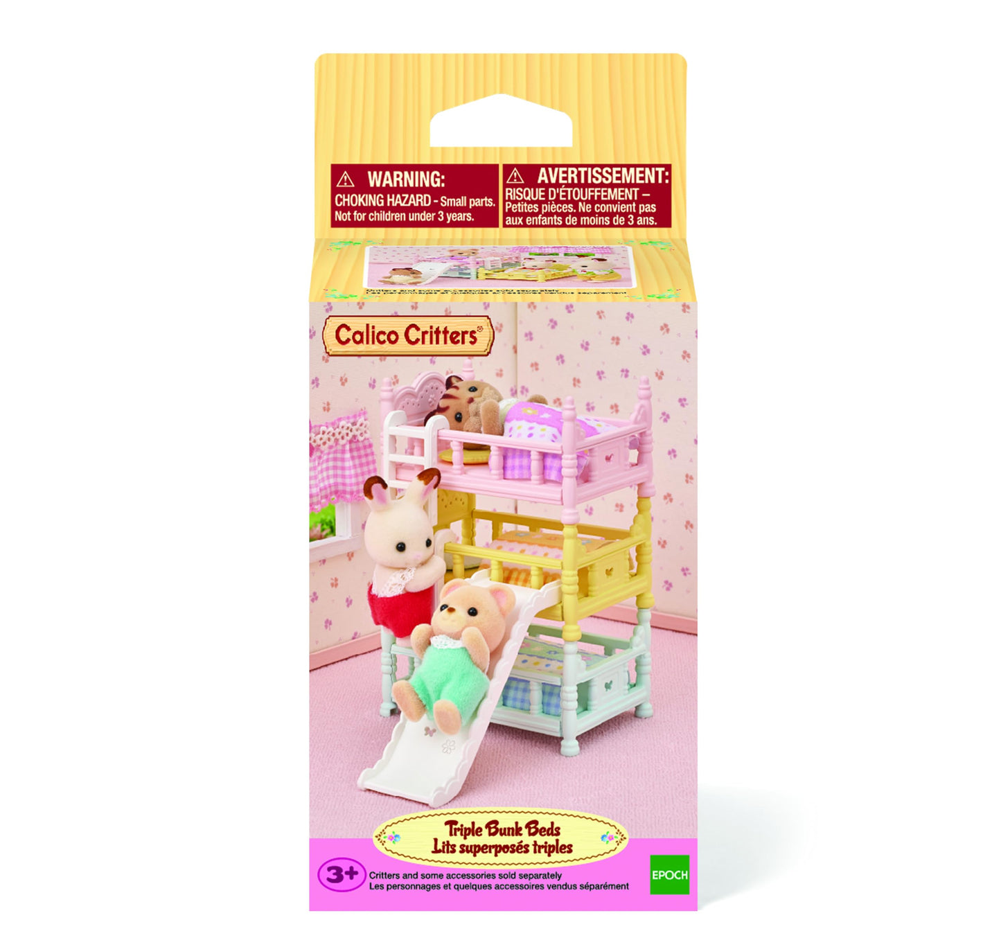 Calico Critters - Triple Bunk Beds Set - Dollhouse Furniture & Accessories - Kids Pretend Play Toy, Miniature Dollhouse Furniture & Accessories, Ages