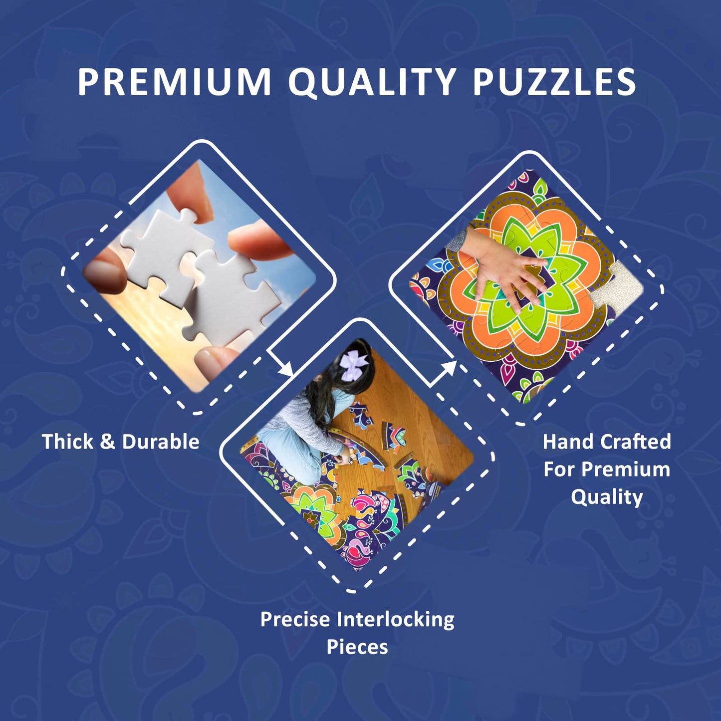 Kulture Khazana Rangoli Mandala Floor Puzzle - 48 Piece Puzzle 32 inches, Colorful Giant Floor Puzzle, Indian Art, Montessori Puzzle, Holi, Festival