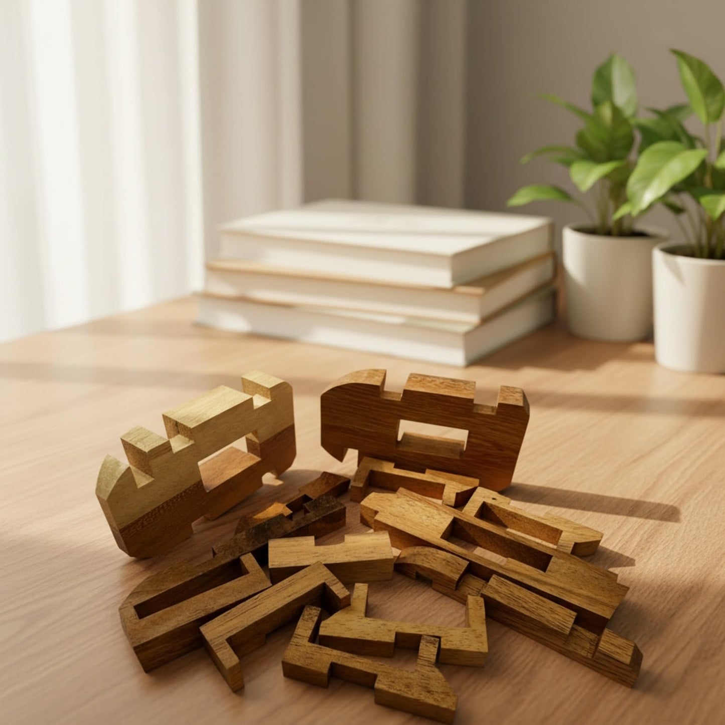 Pig Kumiki IQ Brain Teaser Wooden Puzzle - Disassemble and Rebuild This 3D Wooden Pig Shape 13 Pieces Puzzle