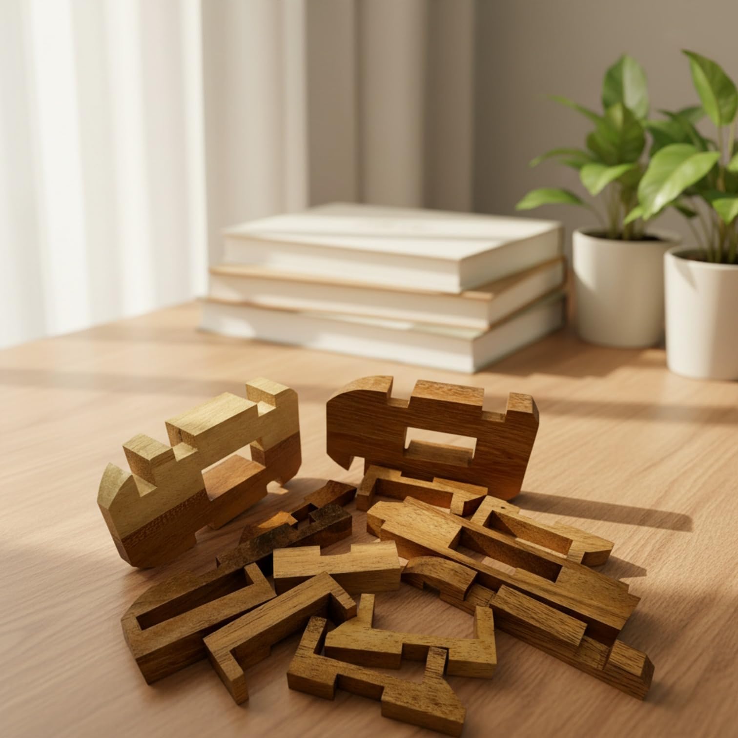 Pig Kumiki IQ Brain Teaser Wooden Puzzle - Disassemble and Rebuild This 3D Wooden Pig Shape 13 Pieces Puzzle