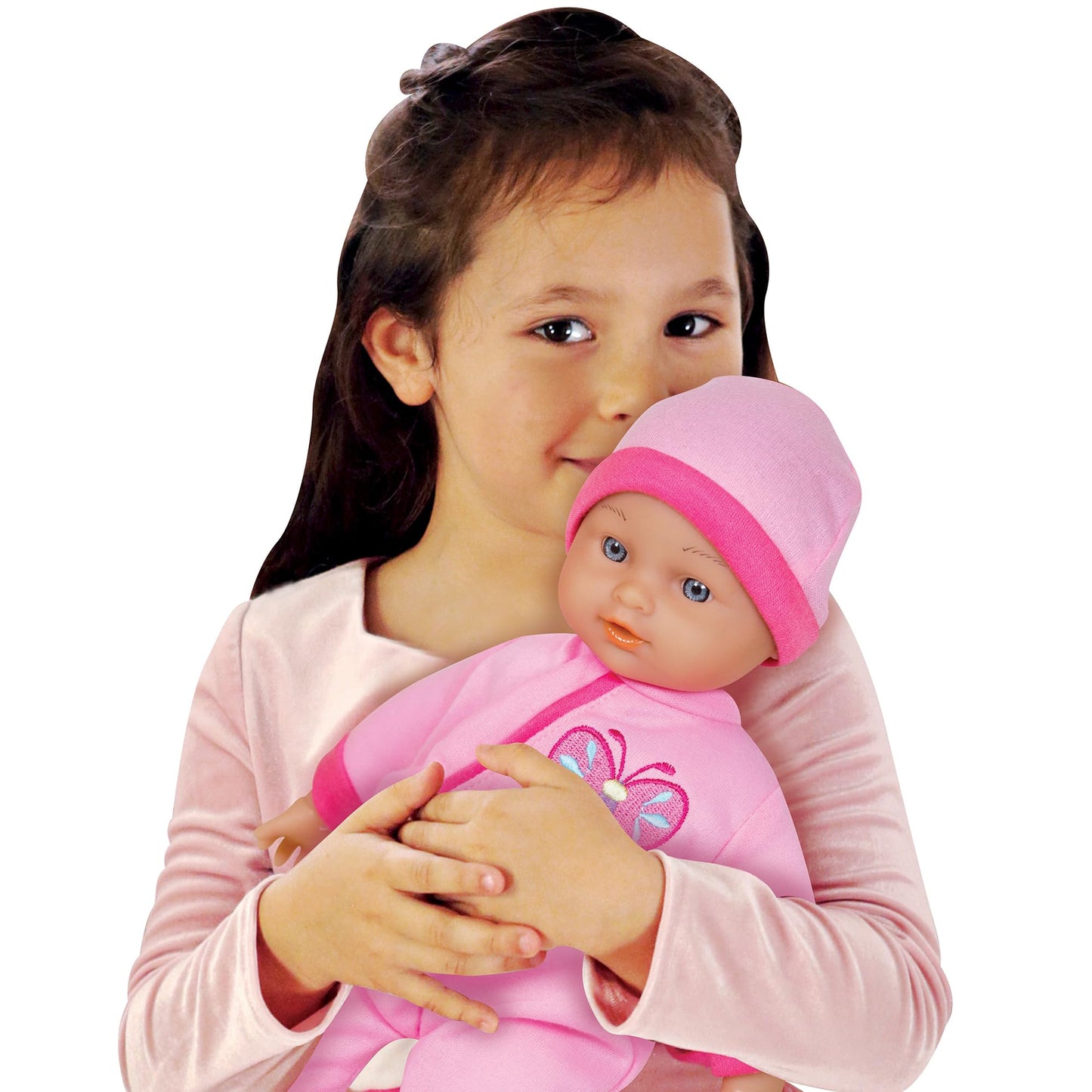 Lissi: 11" Talking Baby Doll - Pink & Butterfly Outfit, Matching Hat, 6 Interactive Sounds, Soft Body, Realistic Roleplay Toy, Kids & Toddlers 2+