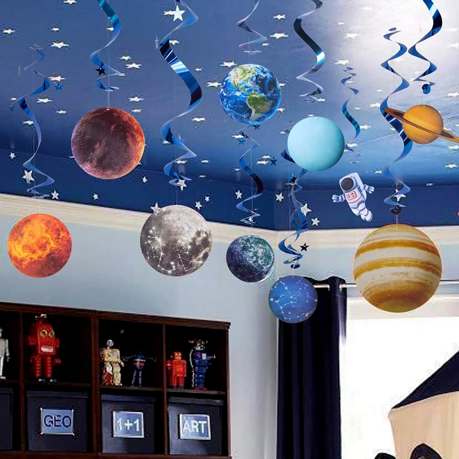 Easy Joy Solar System Hanging Swirl 12 Pieces Decorations Outer Space Party Planets Supplies Space Decorations Party Galaxy Room Decor