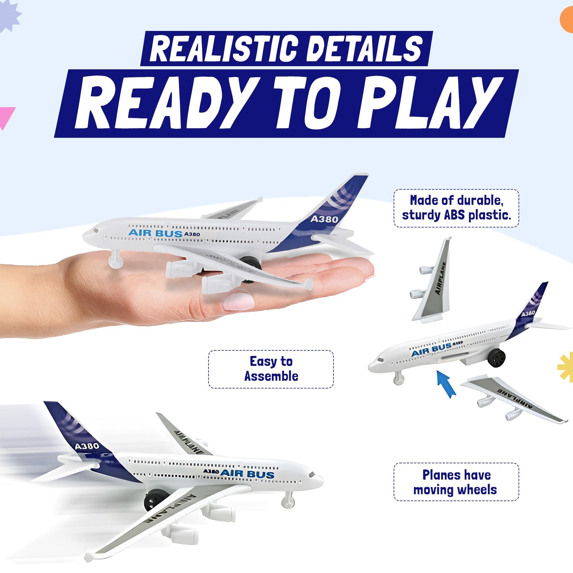 57 PCS Commercial Airport Playset with Airplane Toys, Play Vehicles, Fire Trucks, Police Cars & Figures, and Accessories in Storage Bucket for Kids
