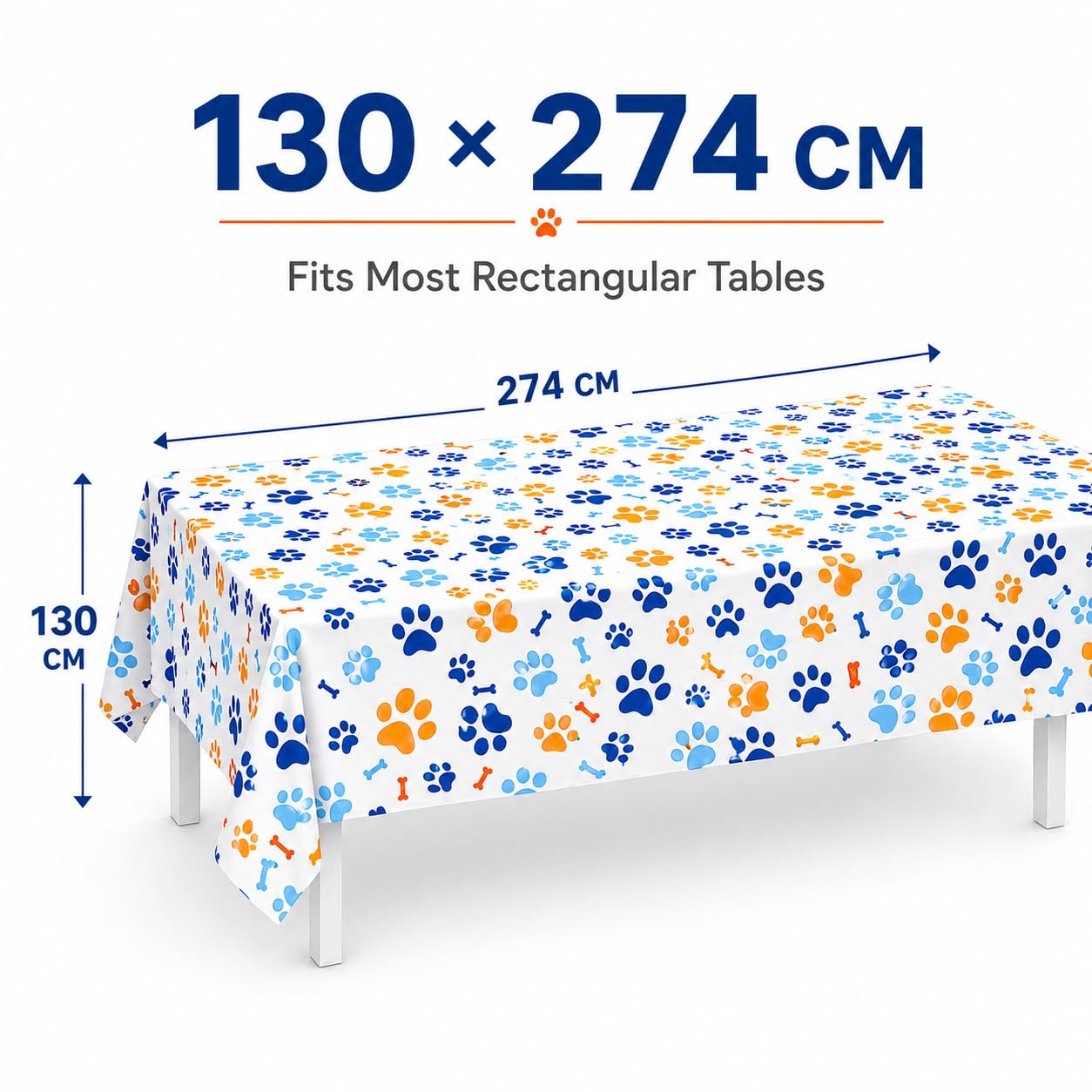 ASIMAO Puppy Paw Print Plastic Tablecloth,Blue Dog Birthday Party Supplies?Blue Birthday Tablecloth?Puppy Dog Birthday Party Decorations.
