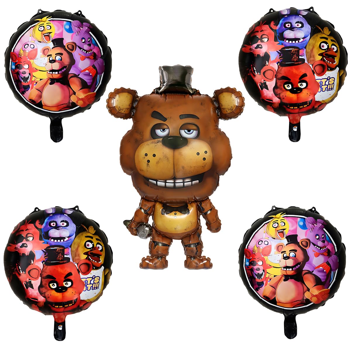 GeRRiT 5pc Birthday Party Foil Balloons For Five Nights at Freddy's Party Decorate Supplies For Five Nights at Freddy's