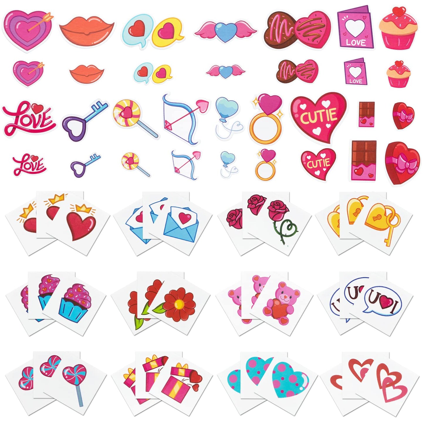 JOYIN 1000+ PCS Valentines Day Party Favor Supplies Craft Set (Temporary Tattoos, Foam Stickers, Stampers & Stickers) for Valentine Party Favor