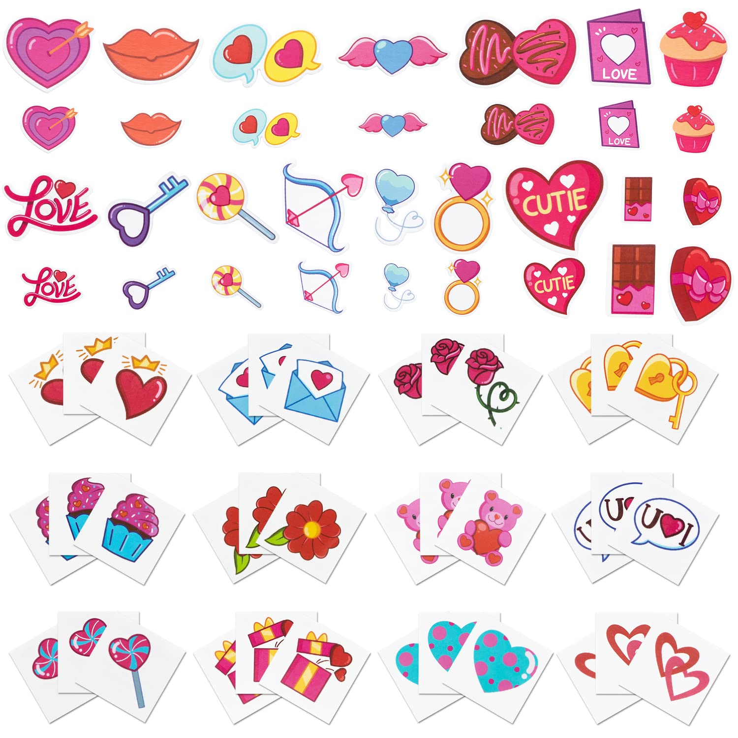 JOYIN 1000+ PCS Valentines Day Party Favor Supplies Craft Set (Temporary Tattoos, Foam Stickers, Stampers & Stickers) for Valentine Party Favor