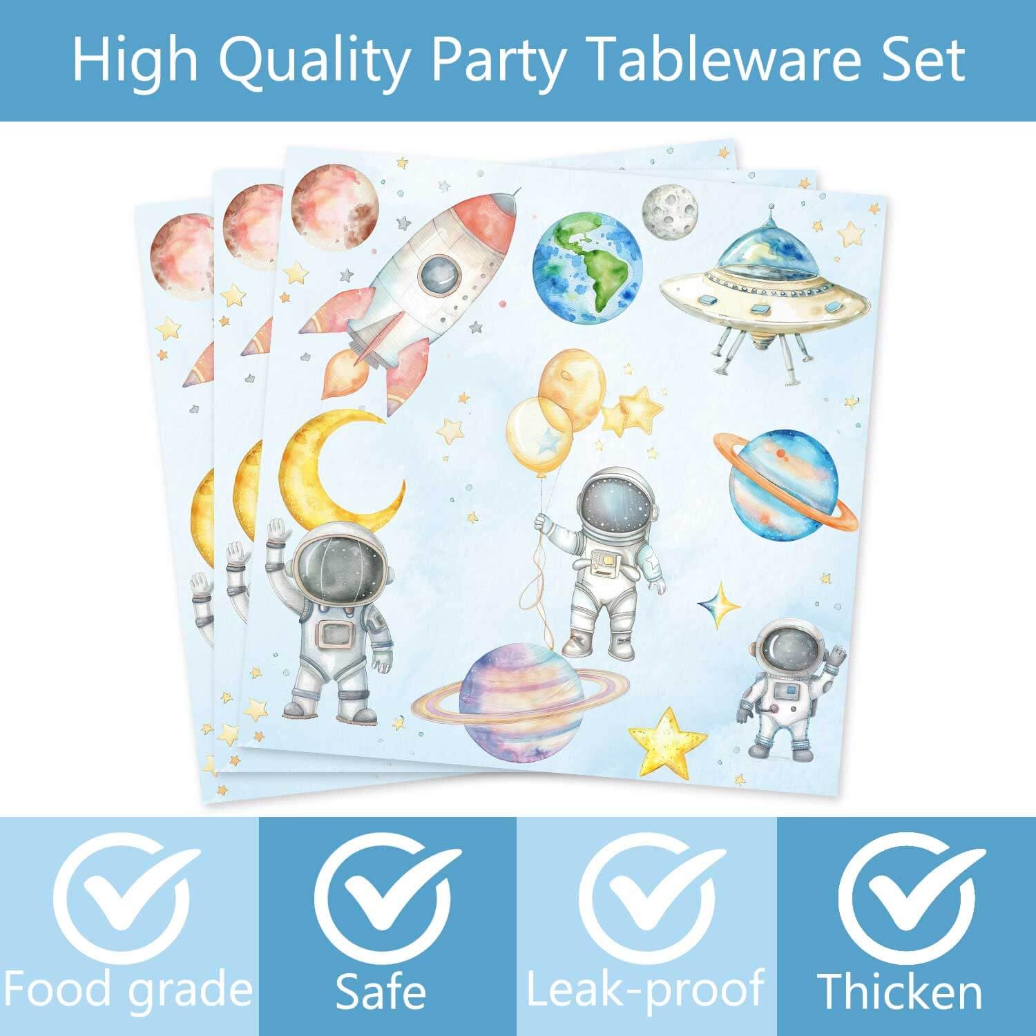 80 Pcs Space Birthday Party Supplies Paper Plates Napkins Forks Tableware Set for Outer Space Man Galaxy Astronaut Theme Baby Shower Boy 1st 2nd 3rd