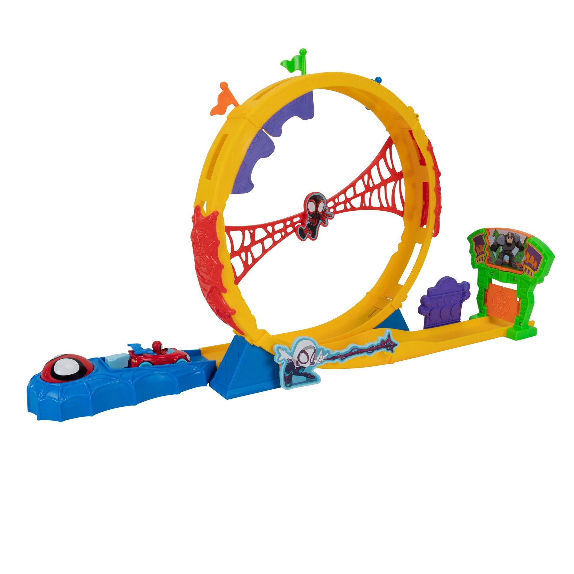 Marvel Spidey and His Amazing Friends Amazing Metals Super Loop Track Set - 28-Inch Race Track with Launcher, 360 Degree Super Loop, and Exclusive