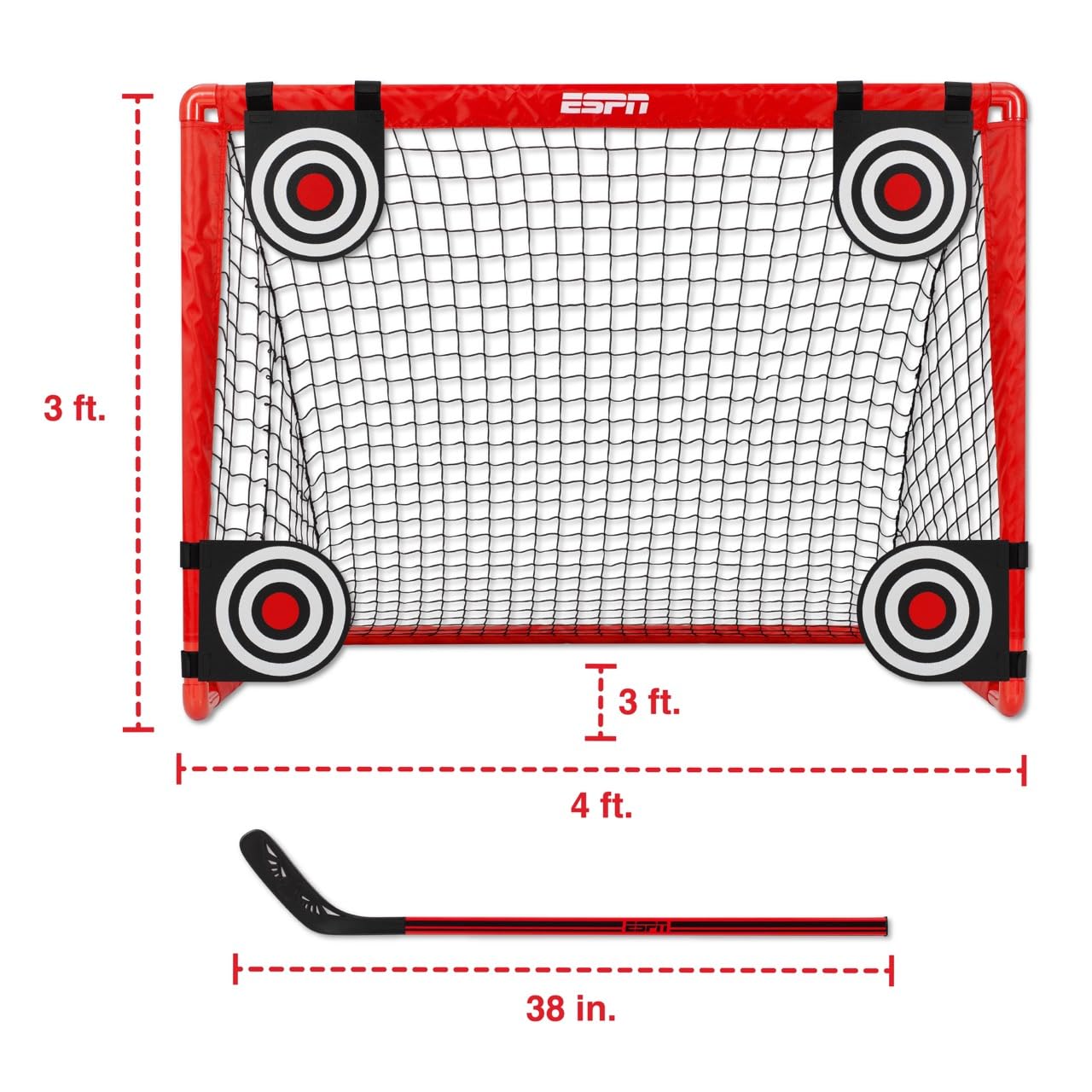 ESPN Street Hockey Training Set for Kids with Hockey Net, Stick, Ball/Puck