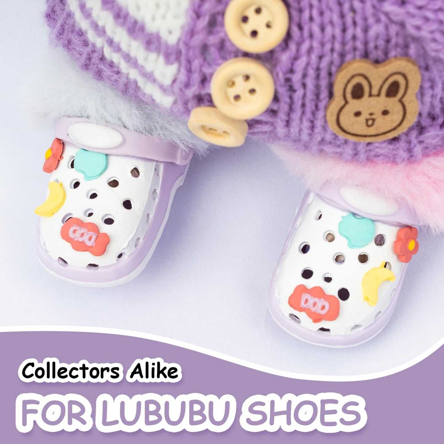 Fashion Doll Shoes for lububu, Cute Accessories for 4-7in Dolls, Purple