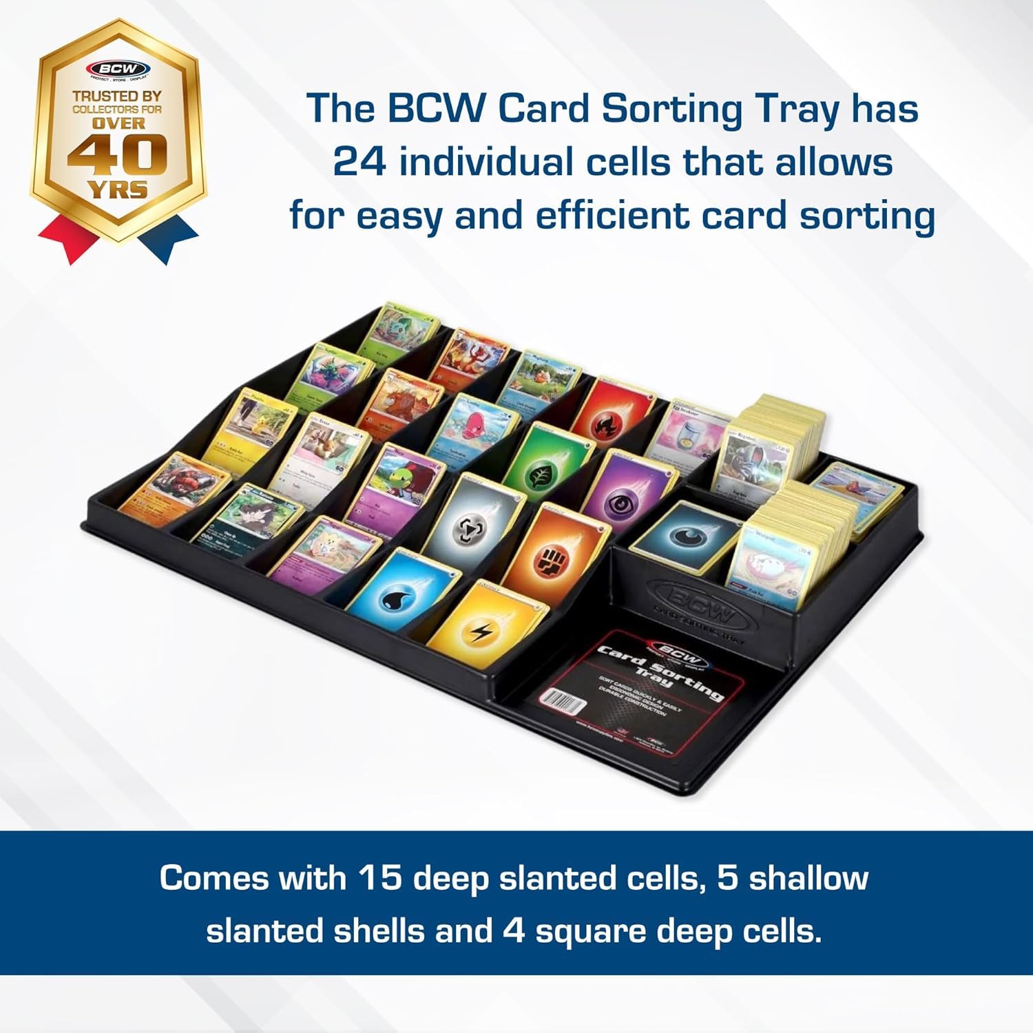 BCW Card Sorting Tray - 2 ct | 24-Cell Trading Card Organizer for TCG & Sports Cards | Compatible with Popular Games Like Pokémon, Baseball, and Magic