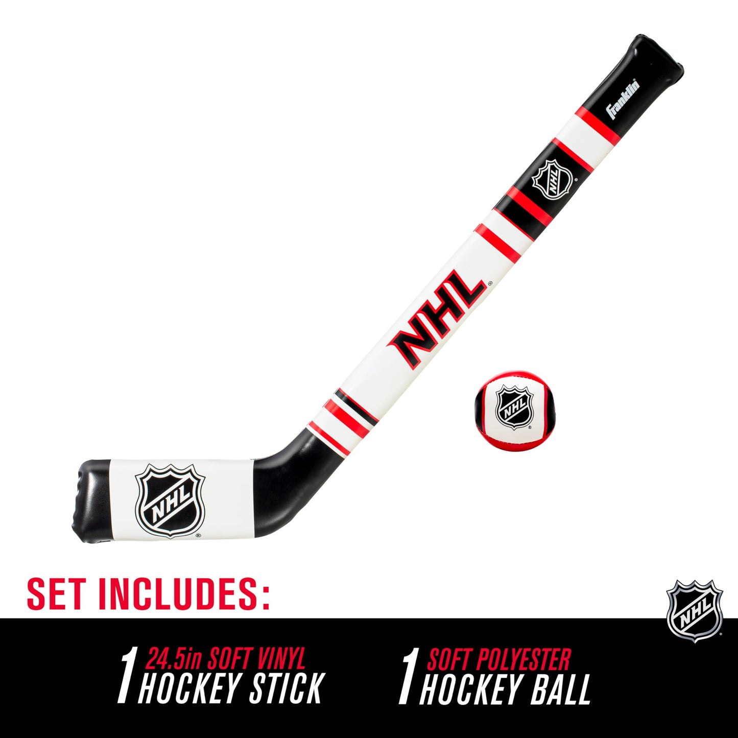 Franklin Sports NHL Kids Hockey Stick & Ball Set, Soft Sport Technology, 24.5 in, for Ages 3+