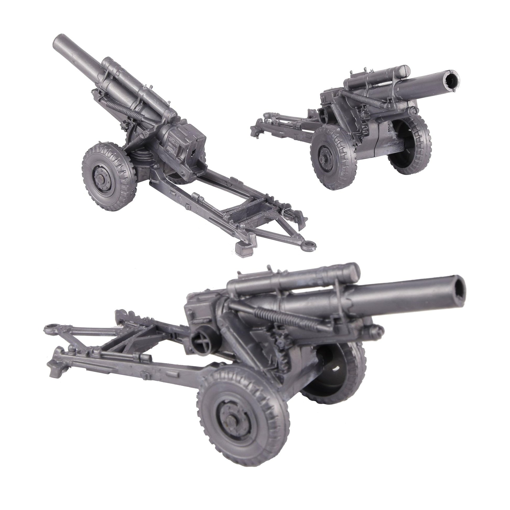 BMC Classic Marx US Military HOWITZERS Silver-Gray 3pc Plastic Army Men Field Artillery