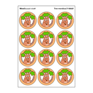 Tree-mendous!/Wood Scent Retro Scratch 'n Sniff Stinky Stickers by TREND; 24 Seals/Pack - Authentic 1980s Designs!