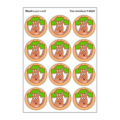 Tree-mendous!/Wood Scent Retro Scratch 'n Sniff Stinky Stickers by TREND; 24 Seals/Pack - Authentic 1980s Designs!