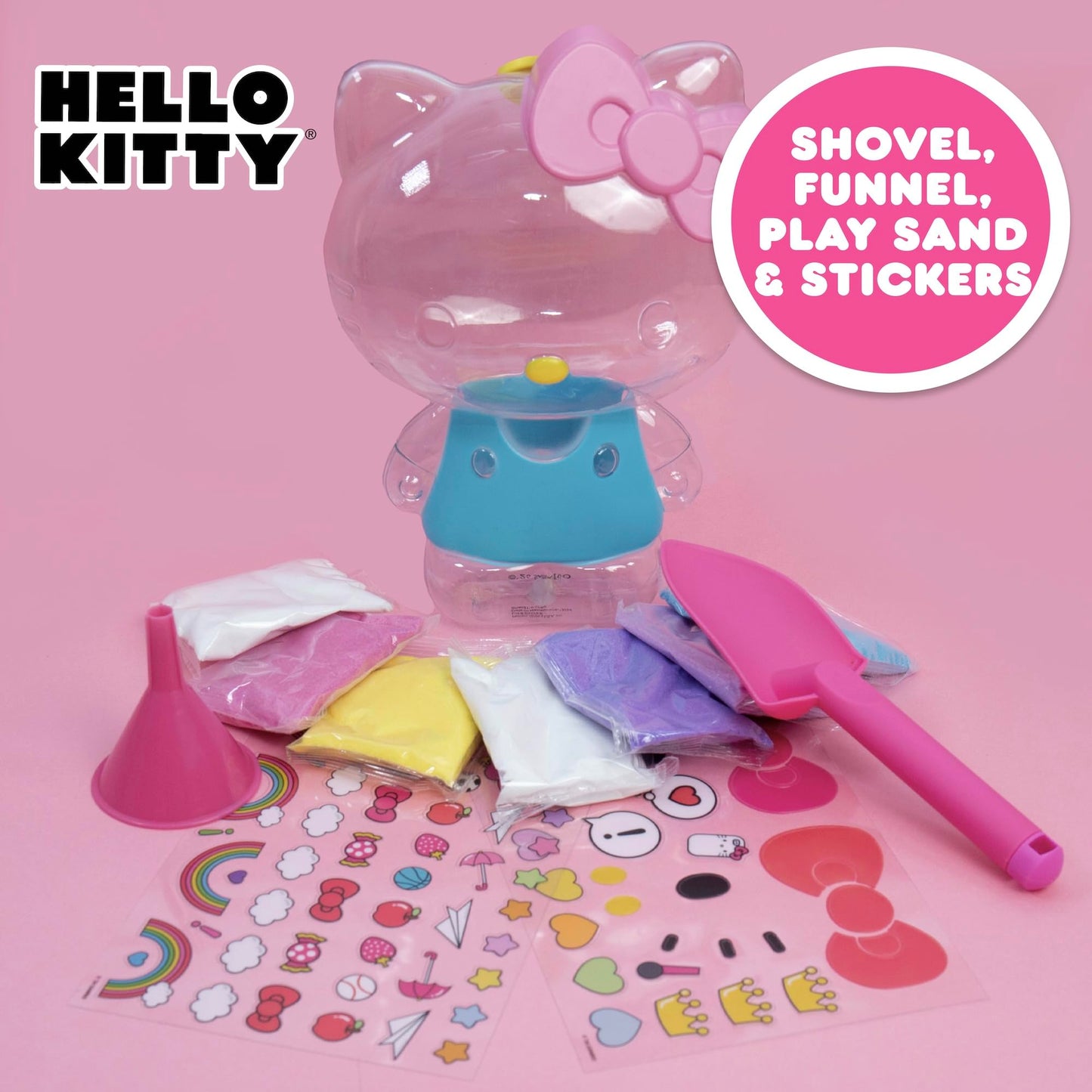 Hello Kitty Activity Doll, Reusable Hello Kitty Toys, Fill with Sand Art or Water, Includes Waterproof Doll, Shovel and Funnel, Sensory Toys for Kids
