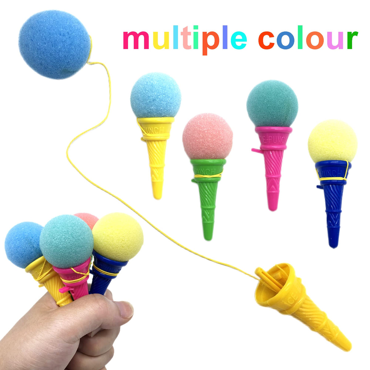 Meirrnyyu 24 Pcs 4inch Ice Cream Foam Ball Launcher,Mini Ice Cream Cone Shooter Toys for Kids,Children,Carnival Prize,Party Favors