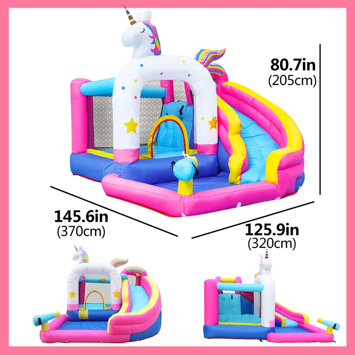 Doctor Dolphin Inflatable Bounce House Water Slides for Kids Backyard, Water Bounce House with Waterslide, Blow Up Kids Bouncy House for Wet