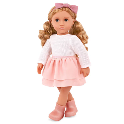 Our Generation Effie 18 Inch Doll, Soft Body, Closed Eyes and Combable Hair, Clothes Set with Ruffle Skirt and Accessories