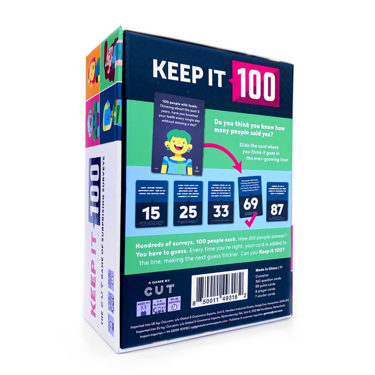 Keep It 100: The Card Game by Cut | Surprising Surveys & Intuitive Guessing | Card Game for Family, Friends, Parties and Game Night