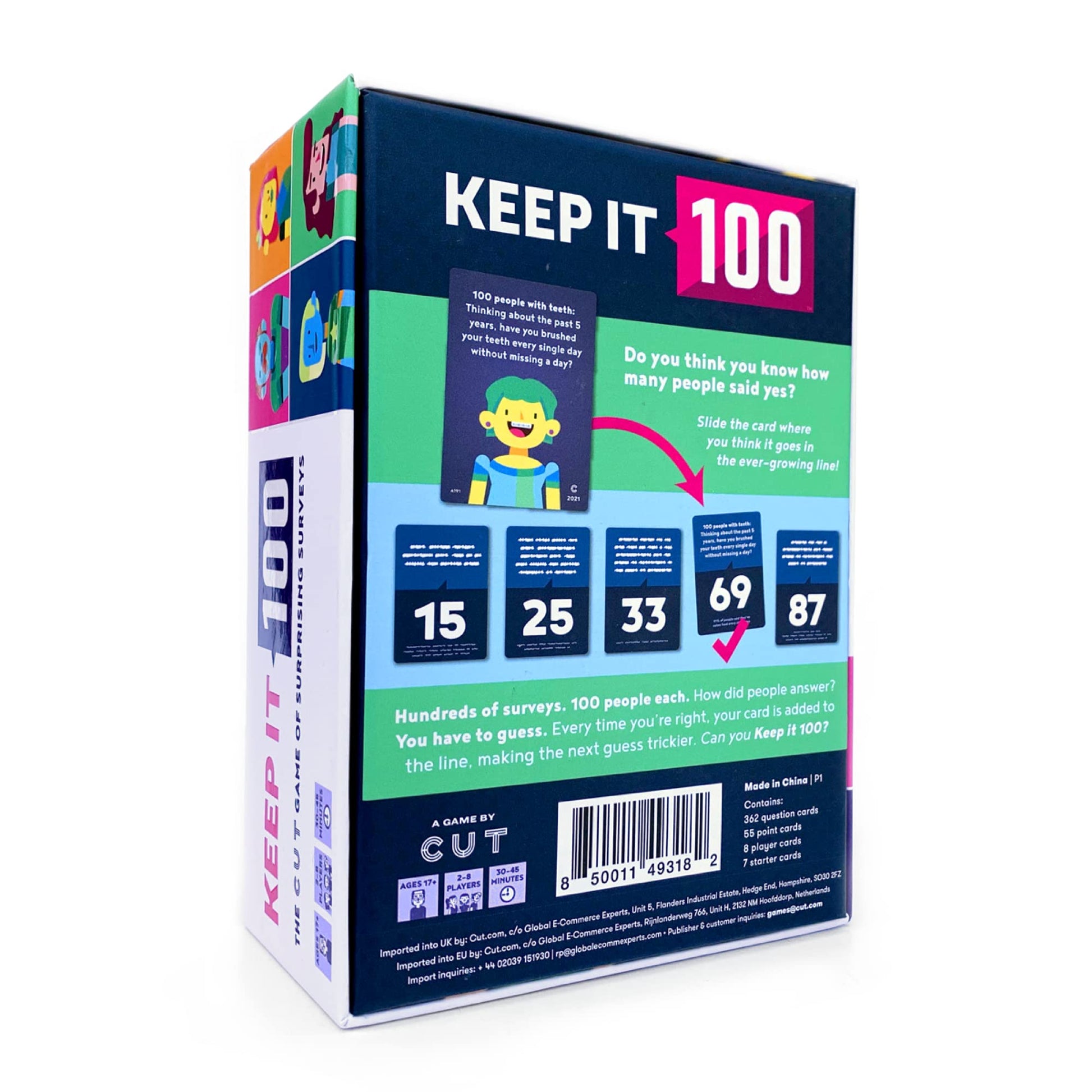 Keep It 100: The Card Game by Cut | Surprising Surveys & Intuitive Guessing | Card Game for Family, Friends, Parties and Game Night