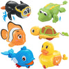 6 PCS Swimming Wind Up Bath Toys - Sea Animals in the Bathtub Windup Motorized Kids Water Bathtime Fun