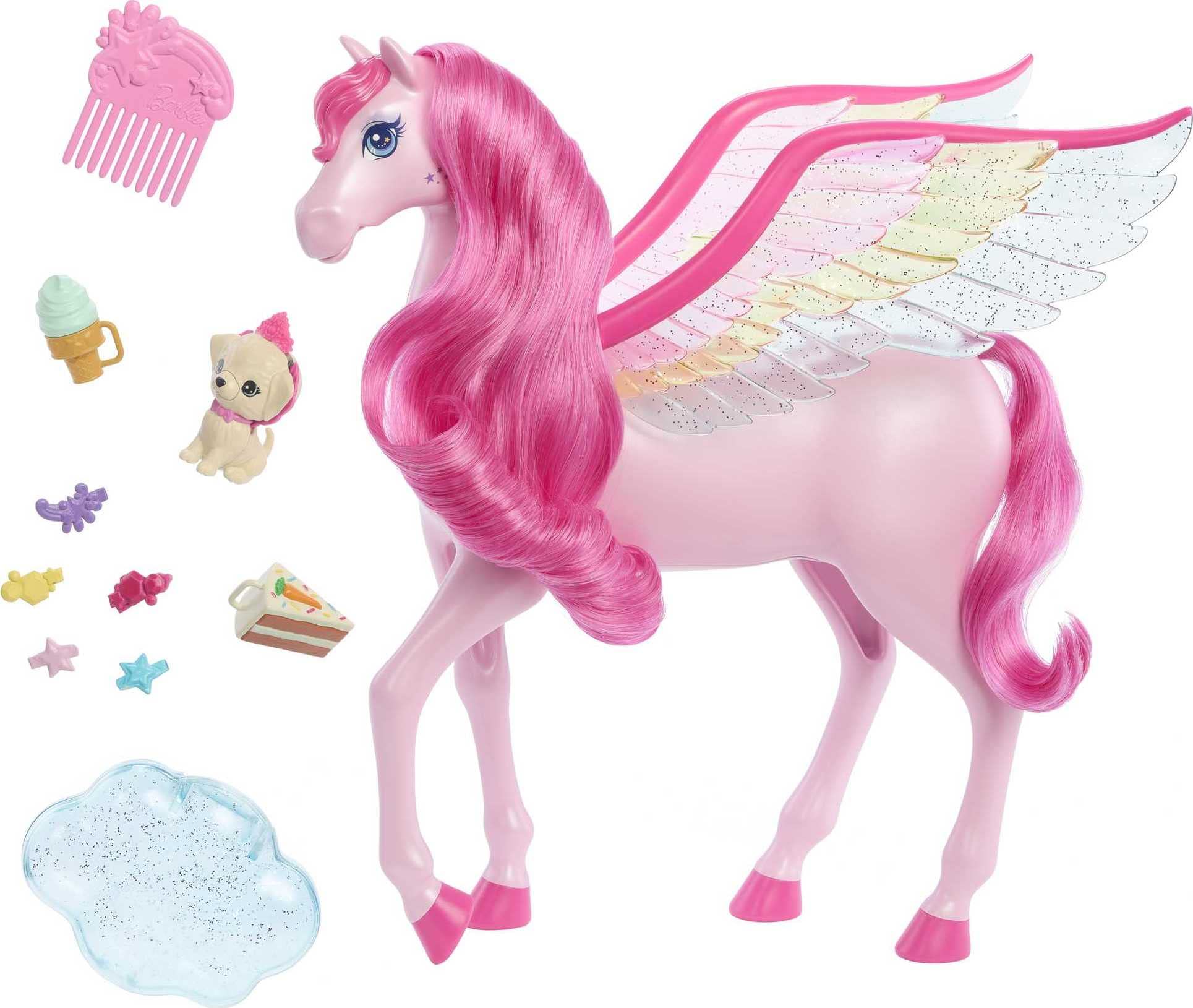 Barbie Mattel Fairytale A Touch of Magic Pink Pegasus with Puppy