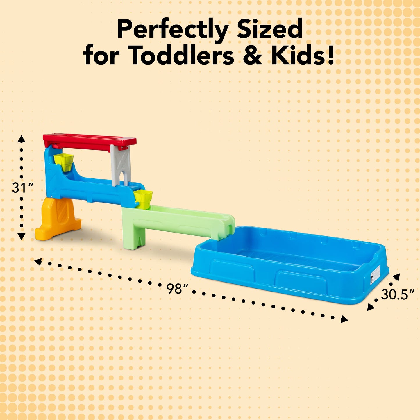 Simplay3 Raindrop Falls Water Table and Splash Kiddie Pool for Toddlers and Kids, 9 Water Play Table Accessories