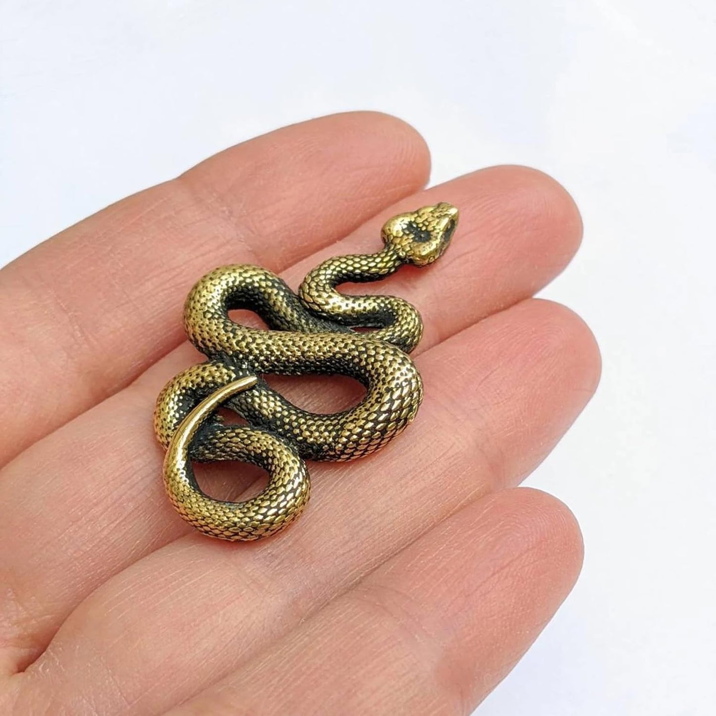 Aorvoras Miniature Snake Figurine, Brass Snake Figurines, Retro Snake Statue Ornament, Dollhouse Miniature Snake, Mini Micro Garden Landscaping