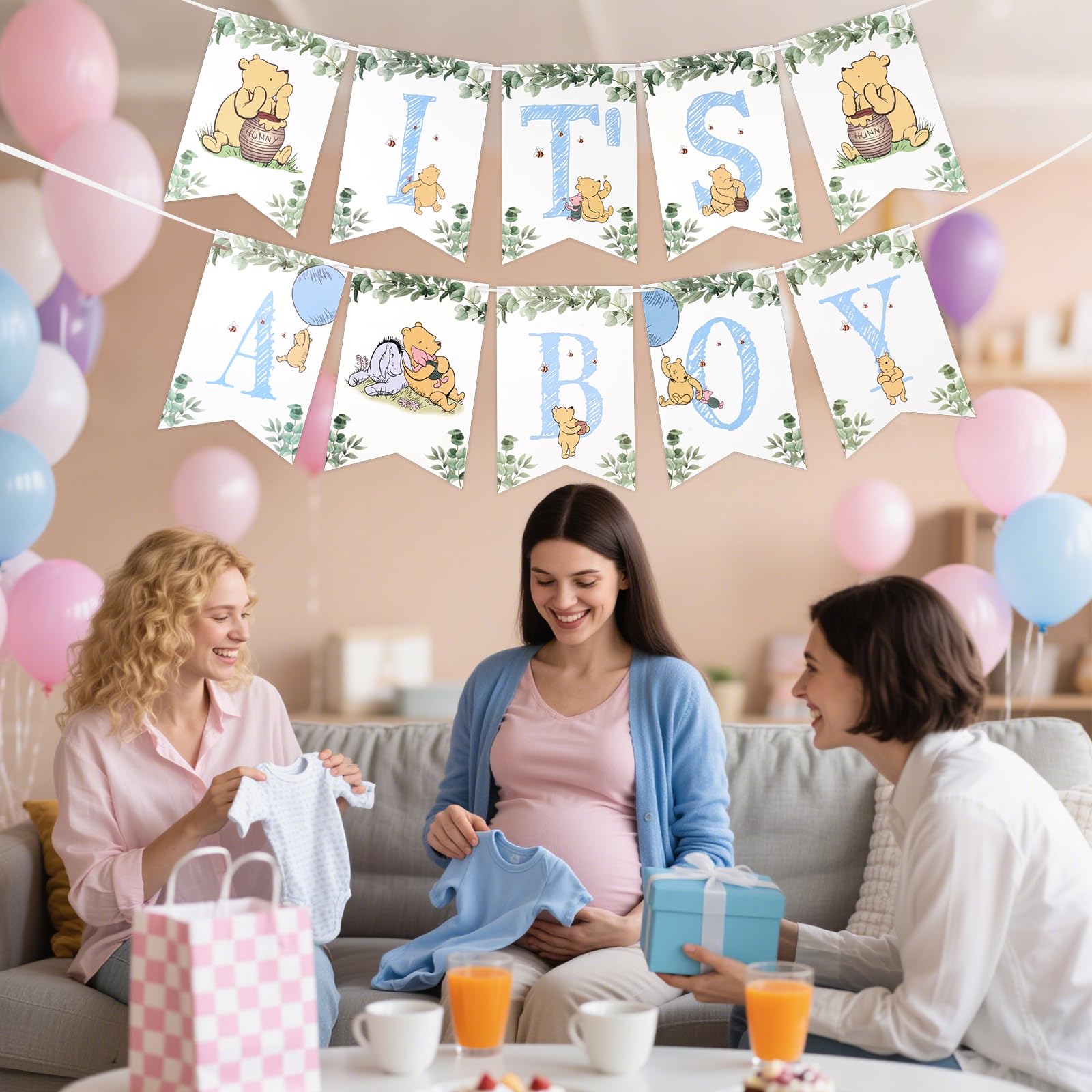 Winnie IT'S A Boy Banner for Baby Shower Decorations Boys Baby Shower Banner for Boys Party Birthday Decorations