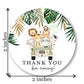 2"" Round - Safari Animals on Jeep Thank You Party Favor Stickers - Set of 40