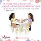Emily Rose 18 Inch Doll Furniture Kitchen Table & 4 Animal Chairs Set - Rabbit Bear Puppy Kitten Theme, Easy Assembly Wooden 18" Doll Dining Set from
