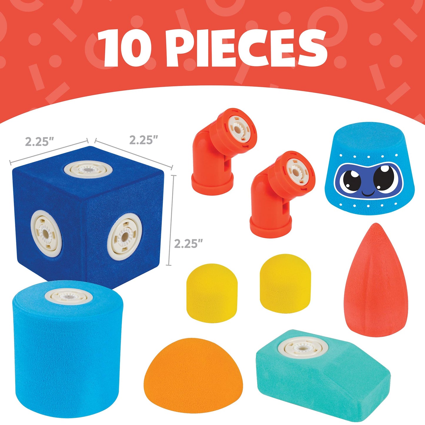 Blockaroo Magnetic Foam Building Blocks - 10-Piece Robot, Bath Toys for Toddlers, Preschool Toys, Bathtub Toys, Sensory Toys, Blocks for Toddlers 3-5