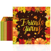 100Pcs Thanksgiving Napkins Fall Disposable Paper Napkins,Fall FriendsGiving Theme with Autumn Leaves & Pumpkins Print, Party Tableware