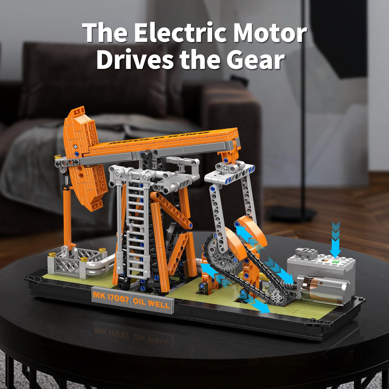 Mould King 17087 Oilfield Movable Building Sets, Engineering Display Model with Battery & Motor, Oil Source Technology Construction Blocks