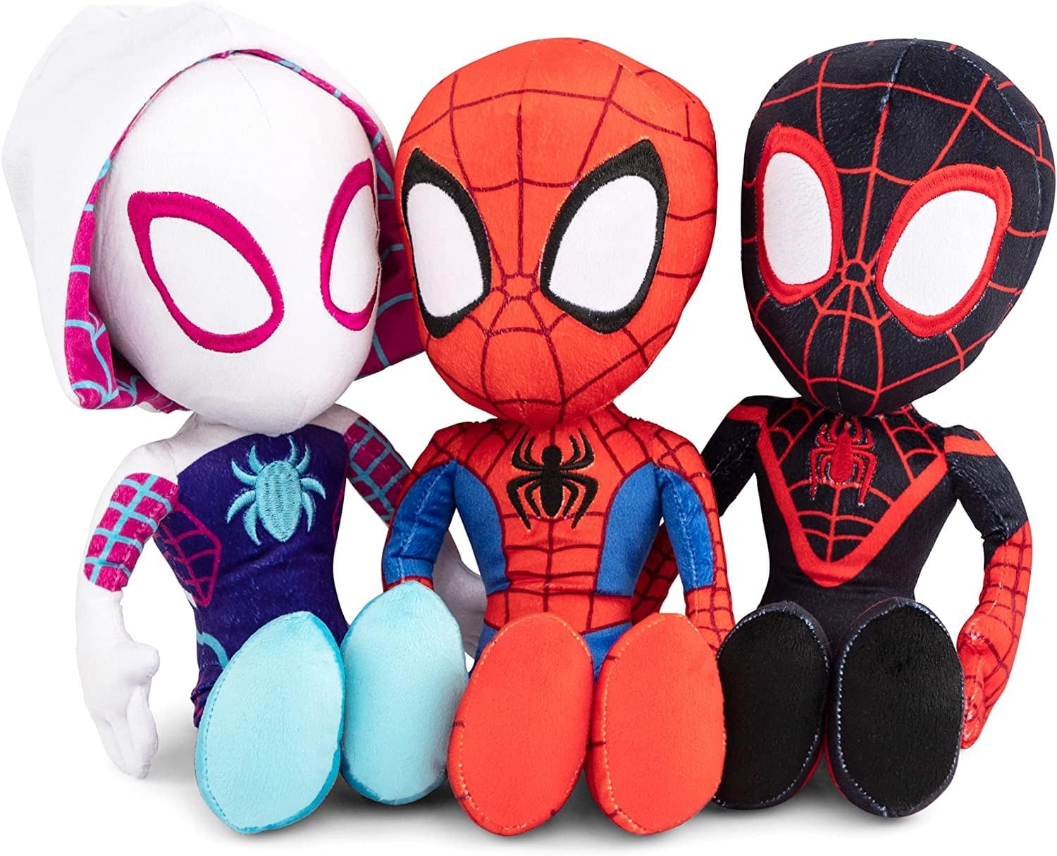 Marvel Spidey & His Amazing Friends 8" Plush 3-Pack Set - Spider-Man, Miles Morales, Gwen Stacy Ghost - Officially Licensed Stuffed Animal Toy Figures