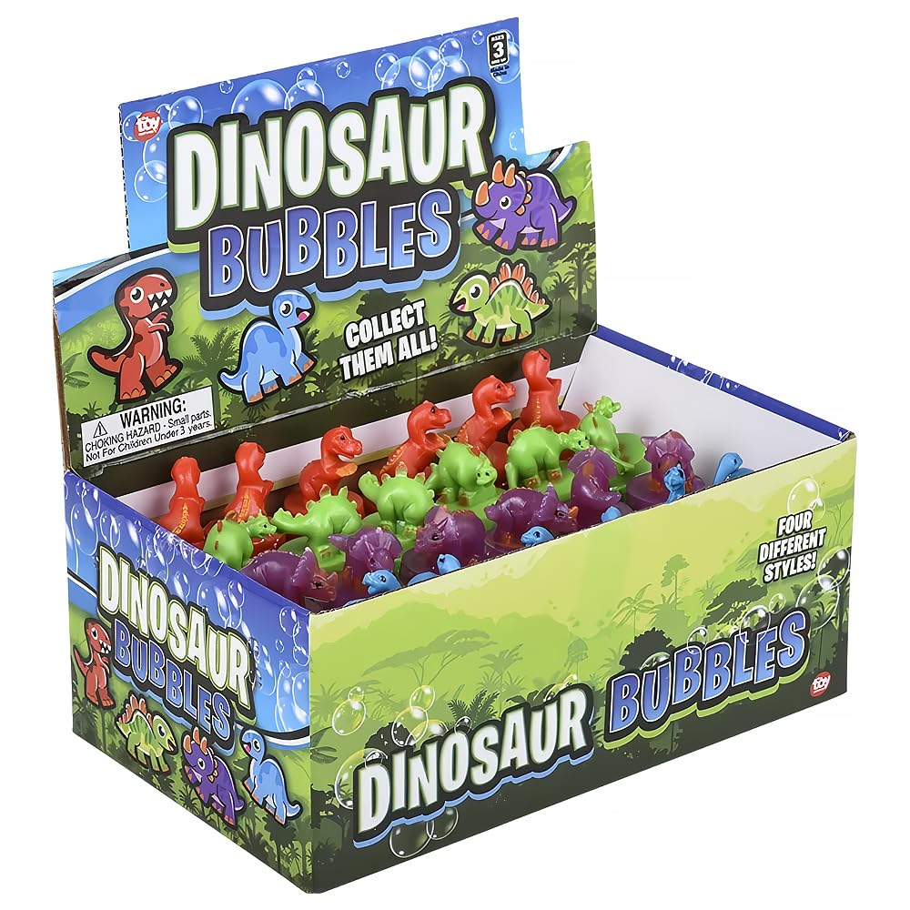 Rhode Island Novelty 3 Inch Dinosaur Bubble Bottles, Two Dozen per Order