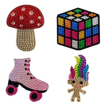 StickerBeans® Rhinestone Stickers Retro Sticker Pack, 2” x 2” Each Unique Sparkly Cut-to-Shape for Collecting, Trading, Decorating Laptops, Phone