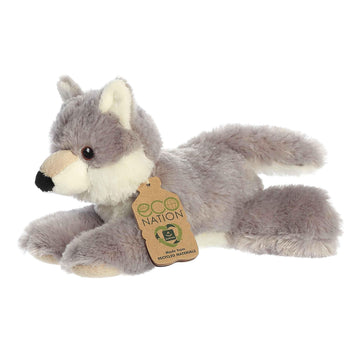 Aurora® Responsibly Made Eco Nation™ Eco Softies™ Wolf Stuffed Animal - Ideal for Playtime Adventures - Perfect for Birthdays or Just Because - Gray 9