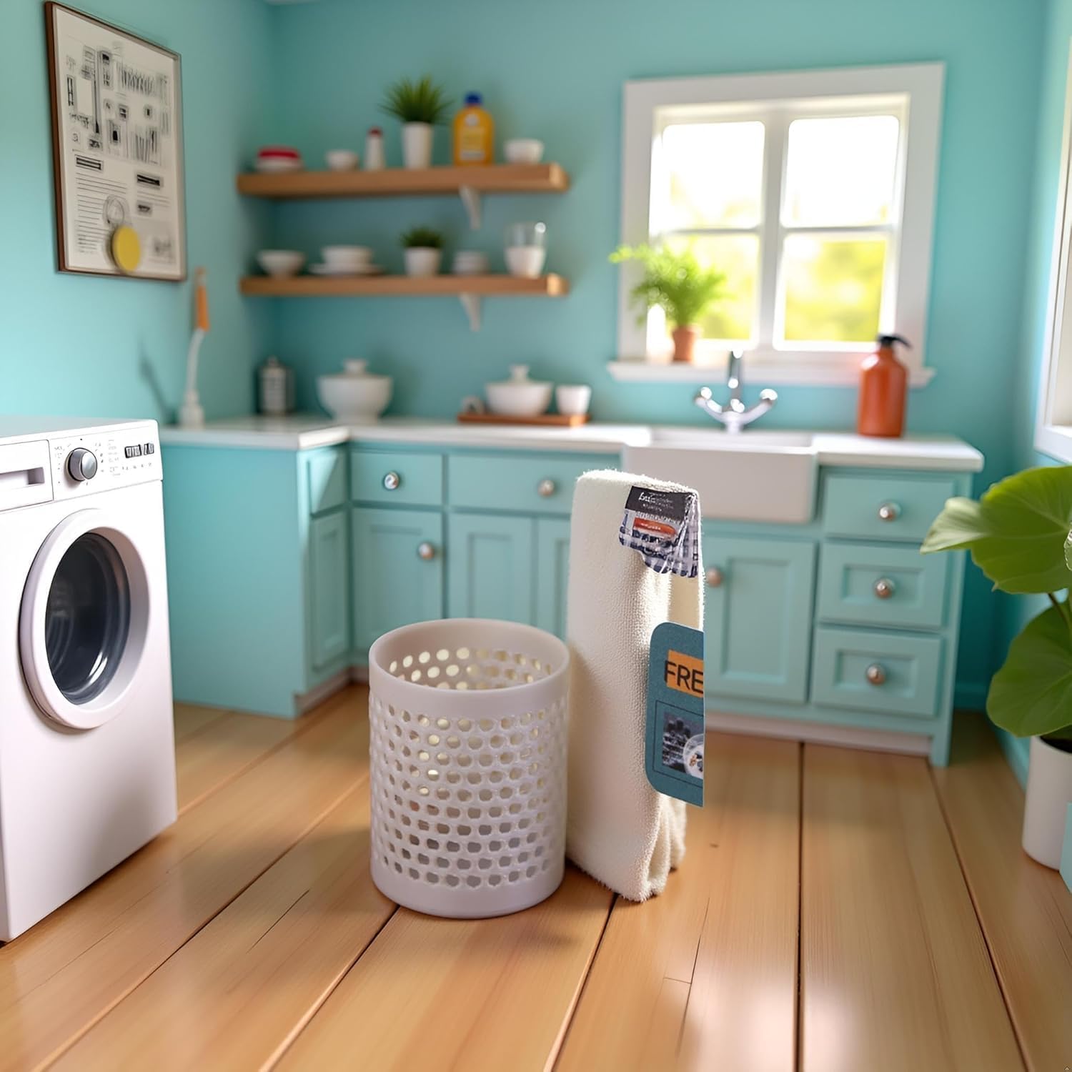 1:12 Scale Dollhouse Miniature Storage Basket, Plastic Laundry Basket, Bathroom Furniture Accessory