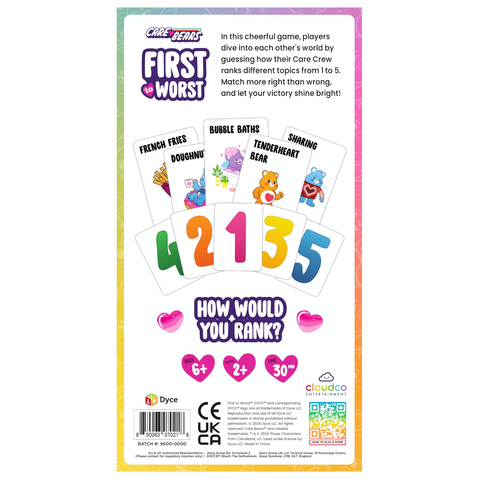 FIRST TO WORST: Care Bears Family Party Game - The Card Game About How Your Friends Rank Things for Kids, Stocking Stuffers, Family Game Night