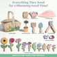 WOODENFUN Wooden Pretend Play Toys for Kids, 22Pcs Flower Garden Playset