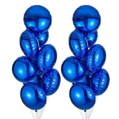 18" Blue Round Shaped Foil Balloons Mylar Helium Balloons for Birthday Party Wedding Baby Shower Decorations, Pack of 20