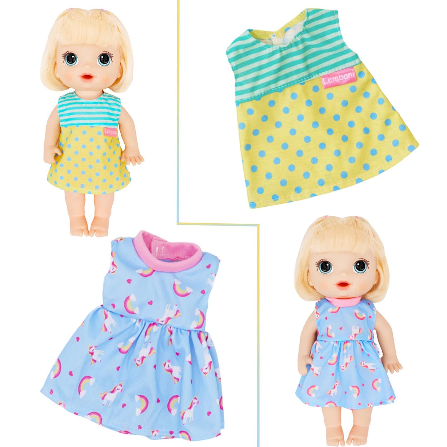 Alive Cute Baby Doll Clothes and Accessories, 10 Set Baby Dolls Alive Clothes Dress Pajamas for 12 13 14 inch Dolls Kids Gifts