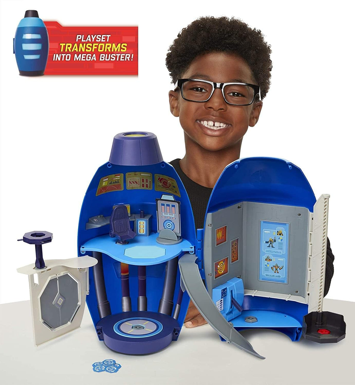 Mega Man: Fully Charged - The Mega Buster Transforming Lab Playset with Over Ten Unique Action Features! Fitsup to Six Figures! Based On The New Show!