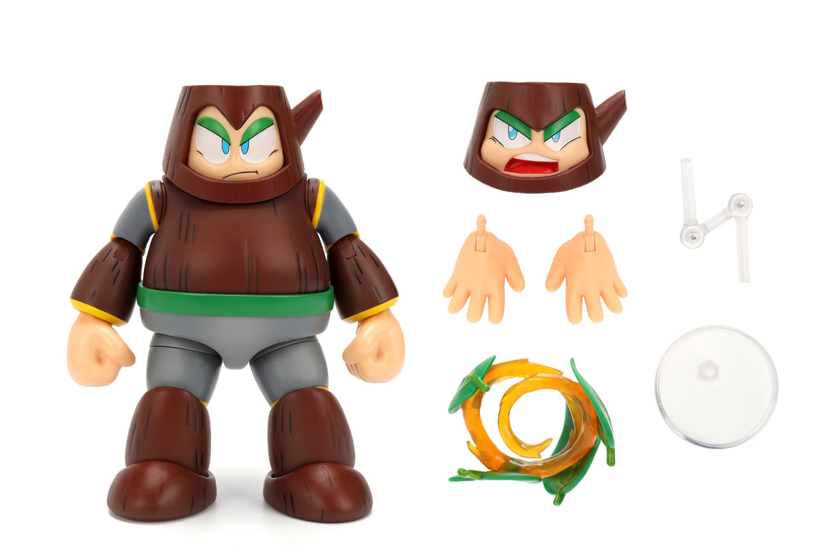 Jada Mega Man Wave 3 Wood Man Action Figure Toys - 1:12 Deluxe Scale - 6" Tall, Fully Articulated, Collector Packaging