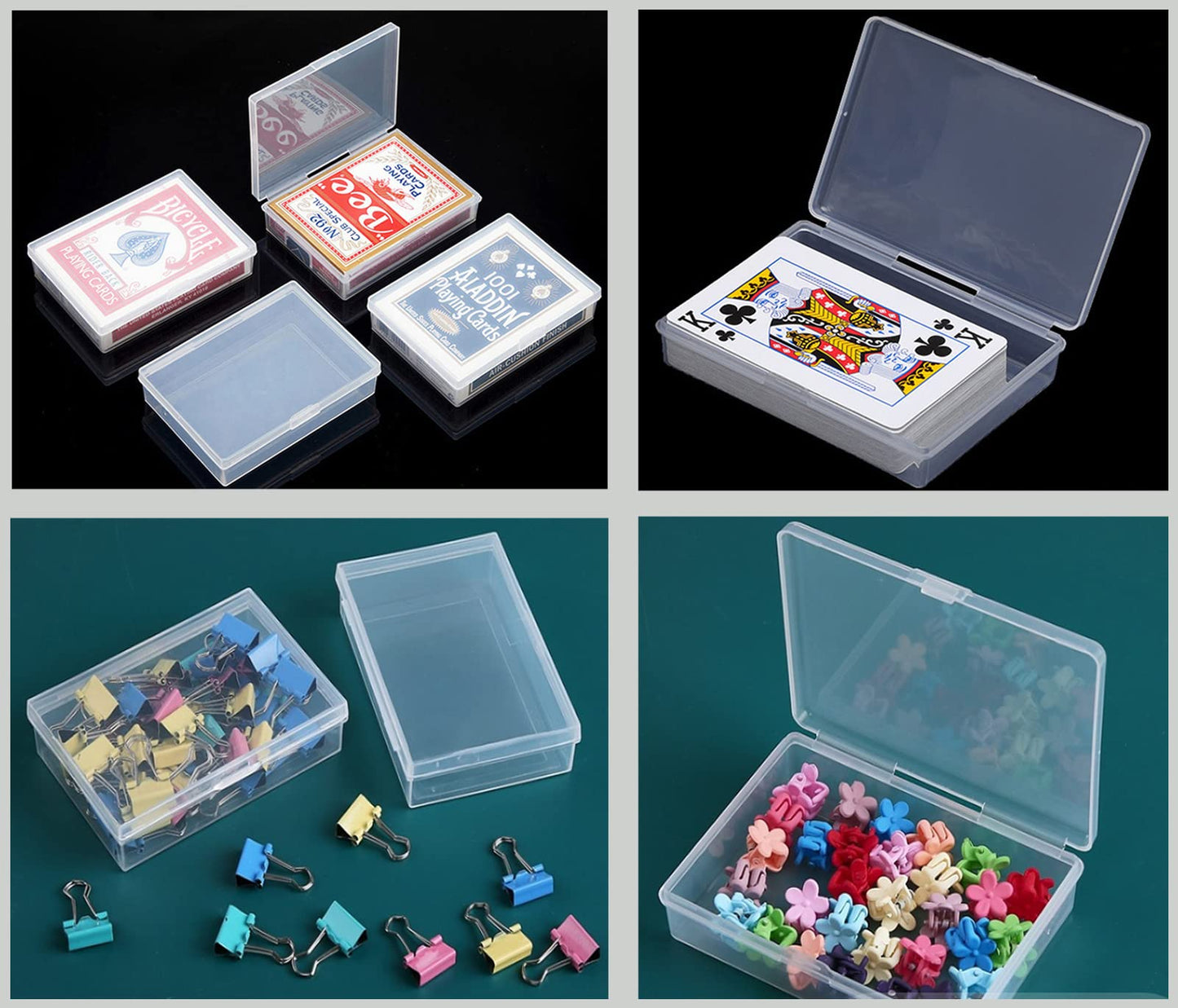 Gansita Clear Plastic Playing Card Boxes Snaps Closed Poker Gaming Playing Card Deck Cases Holder Plastic Storage Box Clear Trading Card Box Card