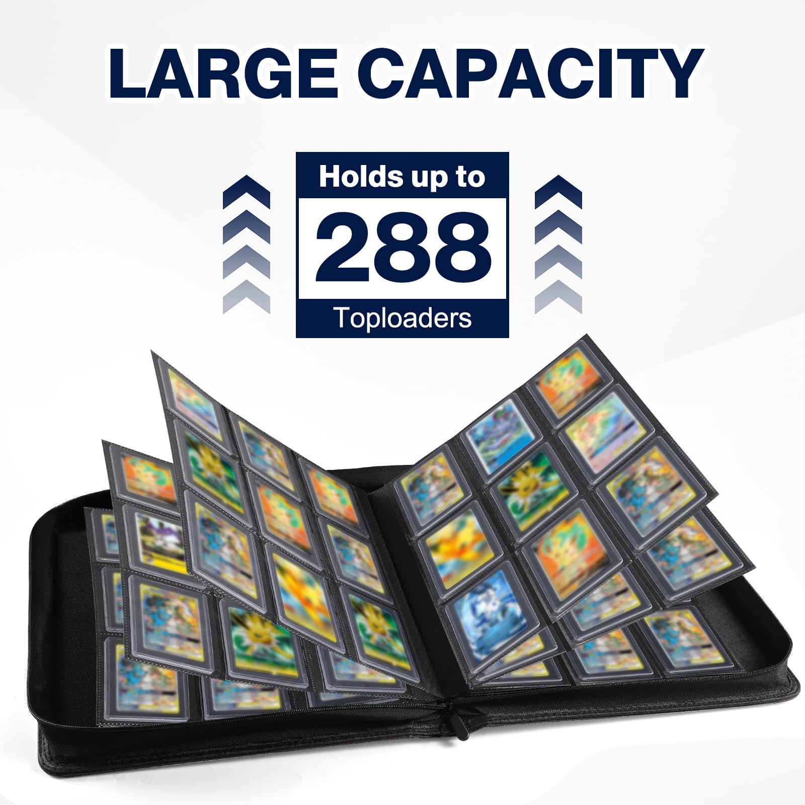 Top Loader Binder, Holds 288 Toploaders, 288 Toploader and 288 Card Sleeves INCLUDED, 9-Pocket Top Loader Binder for 3" x 4" Rigid Toploaders